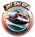 Toronto Jet Ski Rentals Logo - Dynamic wave motif representing thrilling jet ski adventures on Toronto's waterfront. Text: Premier Jet Ski Rentals in Toronto, Explore Scarborough Bluffers Park and Beyond. Book now!