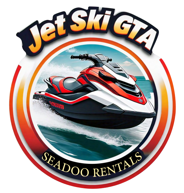 Toronto Jet Ski Rentals Logo - Dynamic wave motif representing thrilling jet ski adventures on Toronto's waterfront. Text: Premier Jet Ski Rentals in Toronto, Explore Scarborough Bluffers Park and Beyond. Book now!