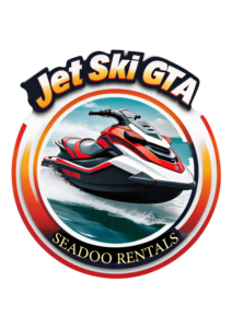 Toronto Jet Ski Rentals Logo - Dynamic wave motif representing thrilling jet ski adventures on Toronto's waterfront. Text: Premier Jet Ski Rentals in Toronto, Explore Scarborough Bluffers Park and Beyond. Book now!