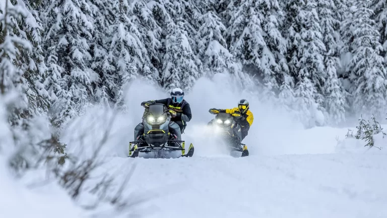 Snowmobile rental riding on OFSC trail system in Ontario