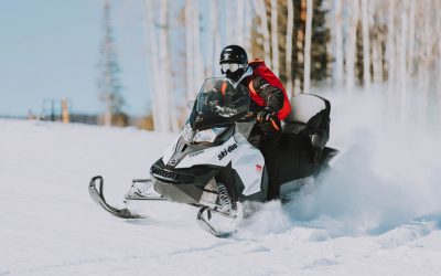 snowmobile rental ontario with a rented skidoo tour in snowy trails